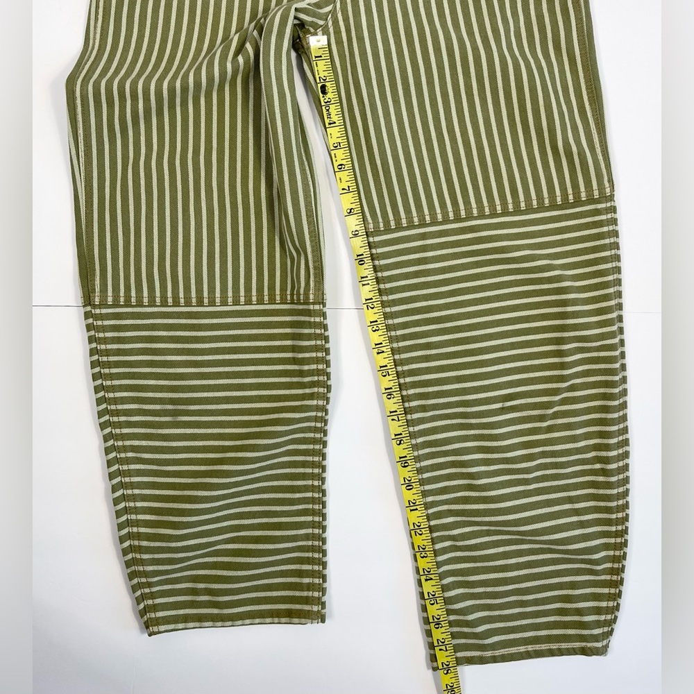 GANNI Striped Olive Overalls. 40 - Picture 4 of 5